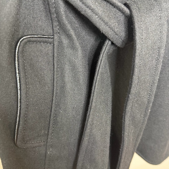 Guess Black Wool Blend Belted Peacoat Size L - Picture 4 of 12